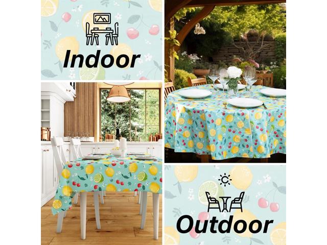 Elrene Home Fashions Lemons & Cherries Waterproof Tablecloth, Oblong (Rectangle), 60' x 102'