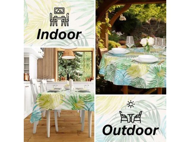 Elrene Home Fashions Palm Paradise Waterproof Spill Proof Tablecloth, Oblong (Rectangle), 52' x 70'