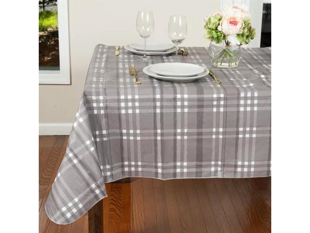 Elrene Home Fashions Plaid Waterproof, Spill Proof Tablecloth, Gray, Oblong (Rectangle), 52' x 70'
