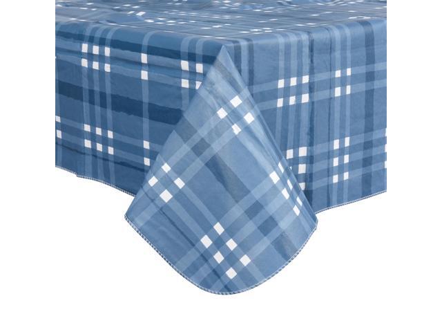 Elrene Home Fashions Plaid Waterproof, Spill Proof Tablecloth, Blue, Oblong (Rectangle), 60' x 84'