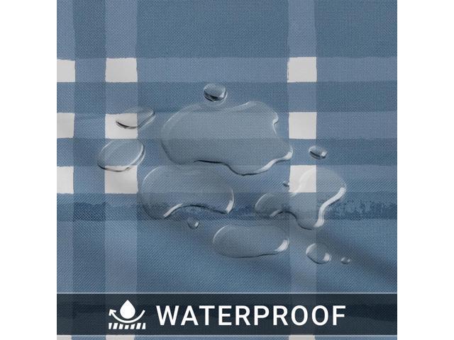 Elrene Home Fashions Plaid Waterproof, Spill Proof Tablecloth, Blue, Round, 60' x 60'