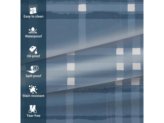 Elrene Home Fashions Plaid Waterproof, Spill Proof Tablecloth, Blue, Round, 60' x 60'