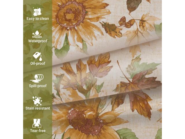 Elrene Home Fashions Sunflower Fields Waterproof Tablecloth, Oblong (Rectangle), 60' x 84'