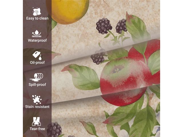 Elrene Home Fashions Everyday Fruits Waterproof & Spill Proof Tablecloth, Oval, 60' x 84'