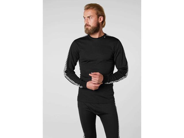 Helly Hansen Men's HH LIFA Stripe Long-Sleeve Crew Base Layer, Black - Large