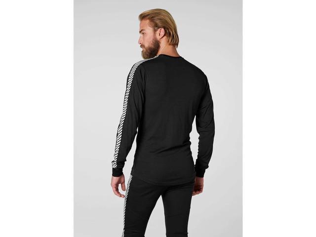 Helly Hansen Men's HH LIFA Stripe Long-Sleeve Crew Base Layer, Black - Large