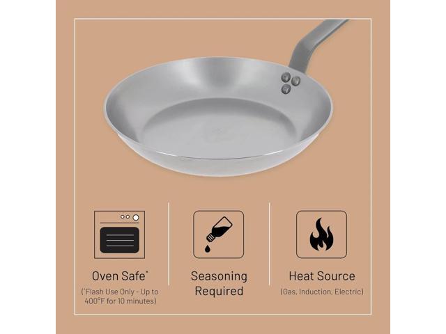 De Buyer 5611.28 Mineral B 11-Inch Carbon Steel Omelette Pan, 1 Liter, Silver