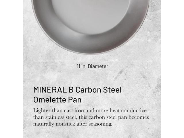 De Buyer 5611.28 Mineral B 11-Inch Carbon Steel Omelette Pan, 1 Liter, Silver