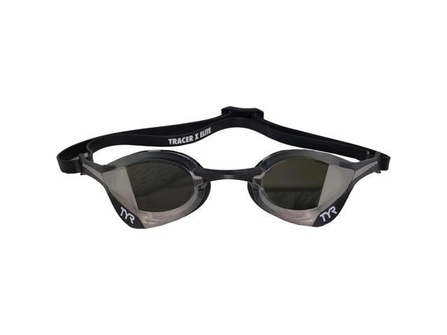 TYR Unisex Tracer-X Elite Racing Swimming Goggles, Silver/Black Mirrored
