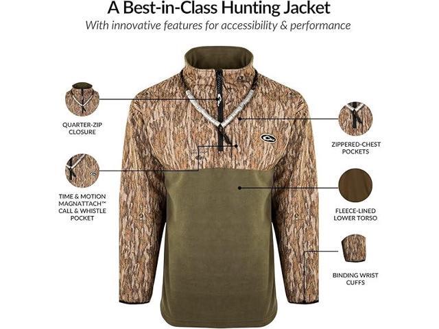Drake Waterfowl MST MST Quarter Zip Refuge Eqwader Waterproof Jacket, Bottomland, Large