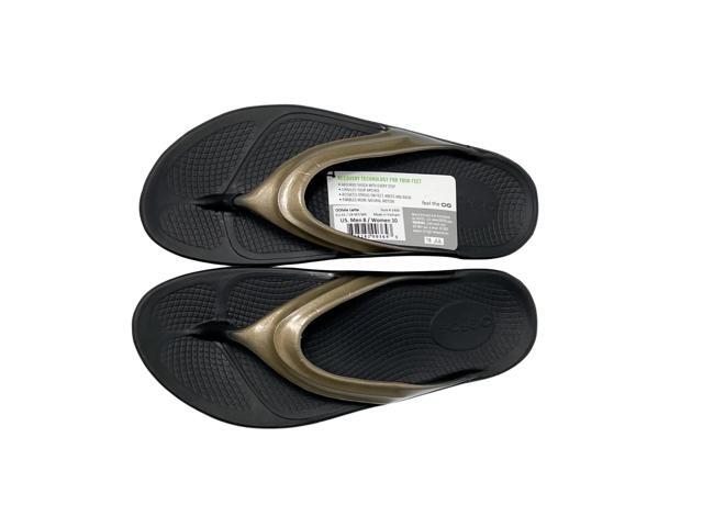 OOFOS Unisex Comfortable OOriginal Regular Thong Sandal - Black/Latte Size 8 /10