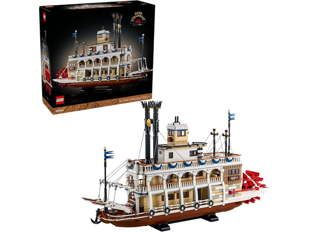 LEGO Ideas River Steamboat Building Set Room Decor Boat Model Building Kit for Adults