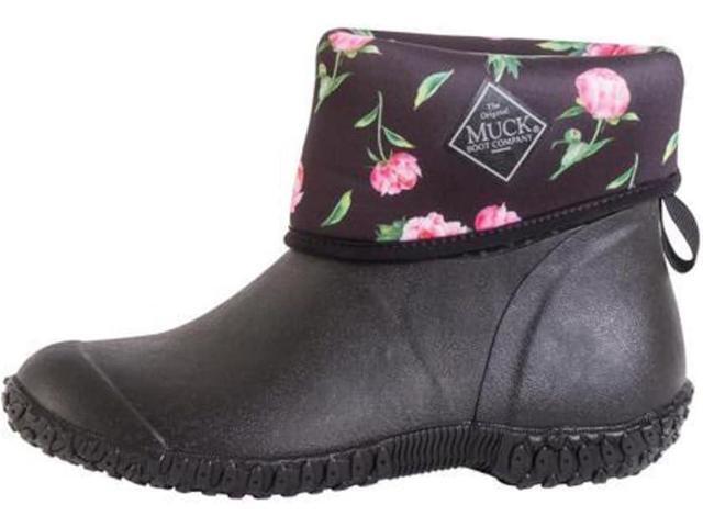Muck Boot Women's Muckster II Mid Rubber Boot W/Fleece, Plain Toe, Black/Gray Plaid, 8