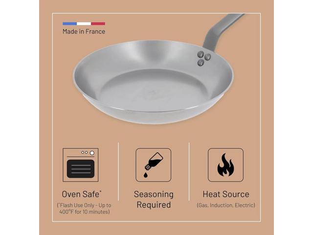 De Buyer 5611.2 Mineral B Carbon Steel Omelette Pan, 8 Inches Diameter, Silver