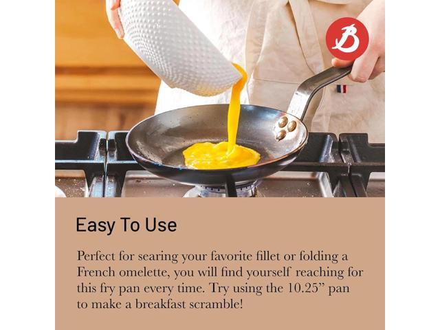 De Buyer 5611.2 Mineral B Carbon Steel Omelette Pan, 8 Inches Diameter, Silver