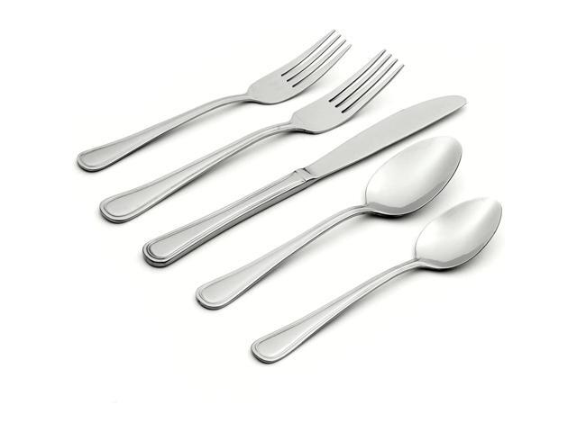 Oneida Tress Everyday 50 Piece Flatware Set, Dishwasher Safe, 5.40 LB, Metallic