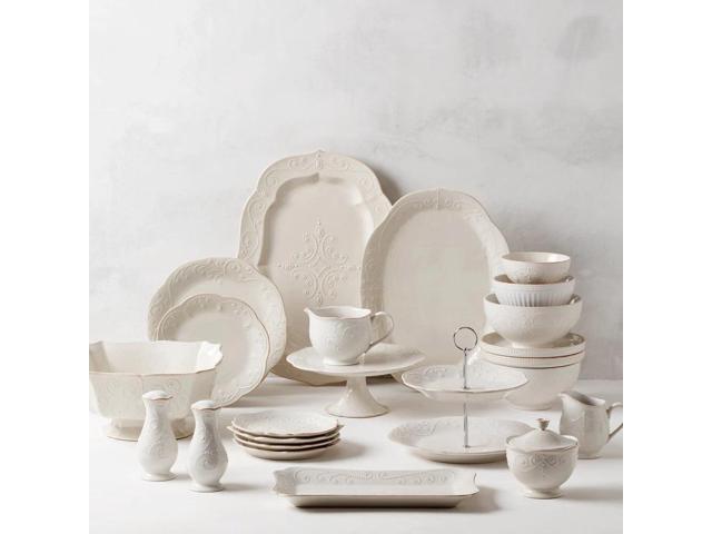 Lenox French Perle White Dishwasher Safe Salt & Pepper Shaker Set - Stoneware