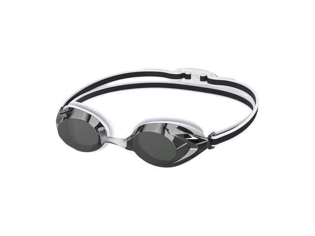 Speedo Junior Vanquisher 3.0 Mirror Goggles, Slide & Lock Nose Bridge, White/Gray