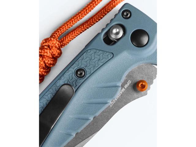 Benchmade Mini Adira Outdoor Knife, Plain Edge Drop-Point Blade, Depth Blue