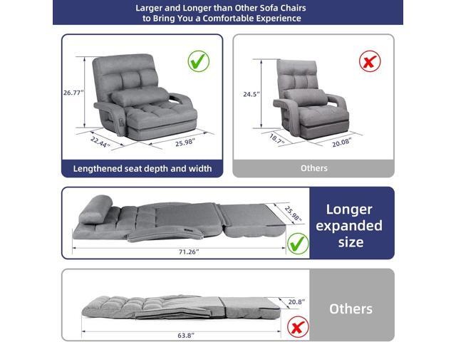 STHOUYN Comfy Floor Chair Bedroom 2 USB Charging Ports, 5-Position Couch Gaming Lounge Chairs Adults, Indoor Folding Lazy Sofa Meditation Arm Dorm...
