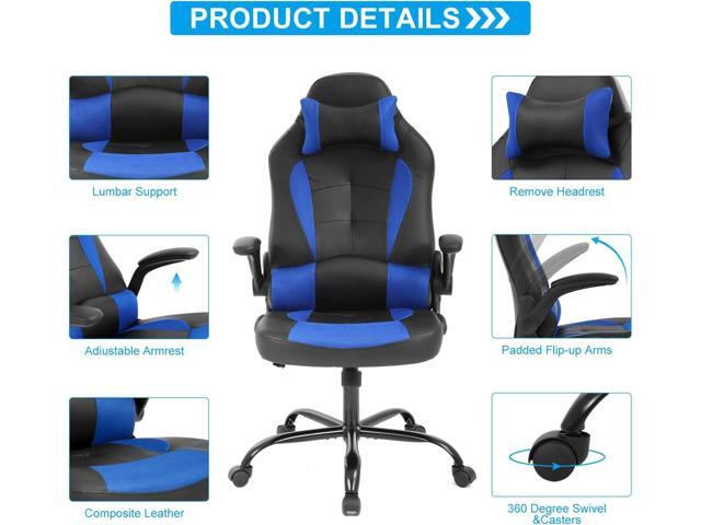 Meet perfect Gaming Chair Ergonomic Office Chair Desk Chair Leather Computer Chair Lumbar Support and Head Pillow Modern Executive Chair Adjustable...