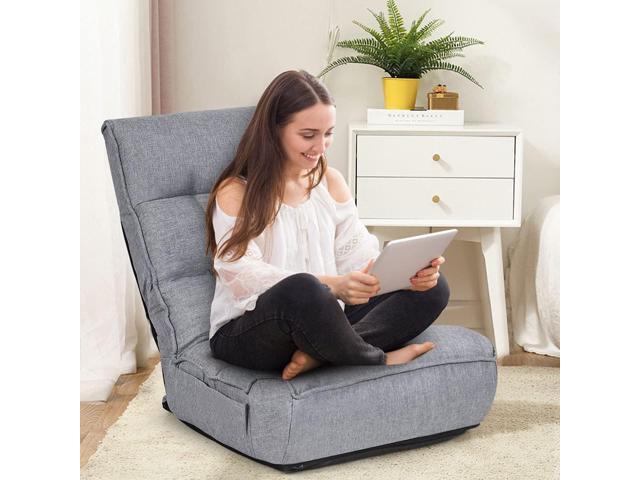 DORTALA Foldable Floor Chair for Adults, Memory Foam Floor Gaming Banana Chair w/ 5-Position Adjustable Head and Back Support for Bedroom, Living...
