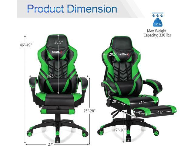 GYMAX Gaming Chair, Ergonomic Computer Chair with Footrest, Linkage Armrests & Lumbar Cushion, Big Wide High Back Video Gaming Chair, Reclining...