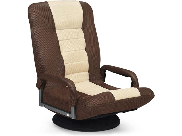 ERGOMASTER 360 Degree Swivel Video Gaming Floor Chair w/Armrests, Adjustable 6-Position Folding Floor Chair, Padded Backrest for Game, Reading,...