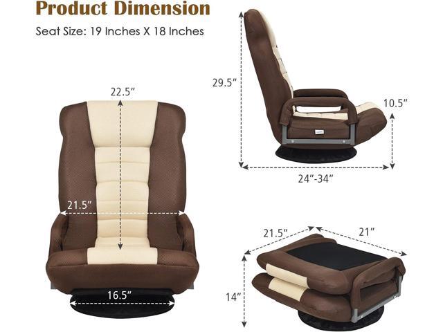 ERGOMASTER 360 Degree Swivel Video Gaming Floor Chair w/Armrests, Adjustable 6-Position Folding Floor Chair, Padded Backrest for Game, Reading...