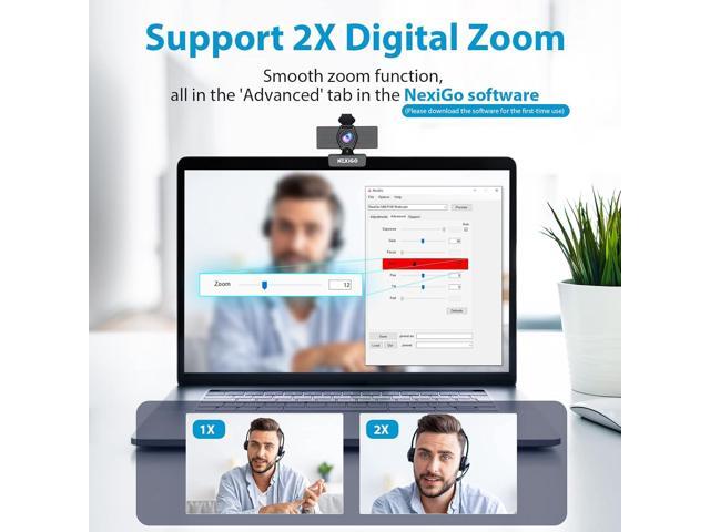 NexiGo N60 1080P Webcam with Microphone, Adjustable FOV, Zoom, Software Control & Privacy Cover, USB HD Computer Web Camera, Plug and Play, for...