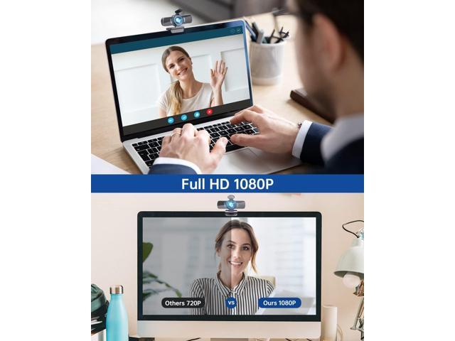 Webcam with Microphone, 1080P 30fps HD Webcams, USB 2.0 Computer Webcam, 3D Noise Reduction and Automatic Gain Web Cam for PC Mac Laptop...