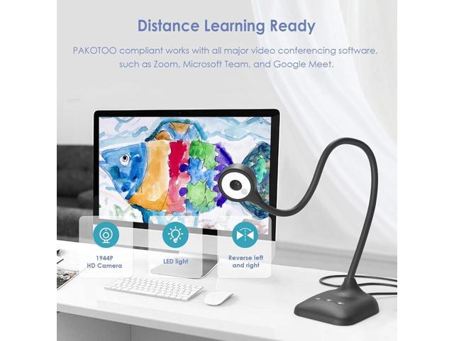 USB Document Camera for Teachers, Webcam/Doc Camera for Classroom with A3 Format, 3-Level LED Lights, Image Invert, Fold, Dual mic for Mac OS,...