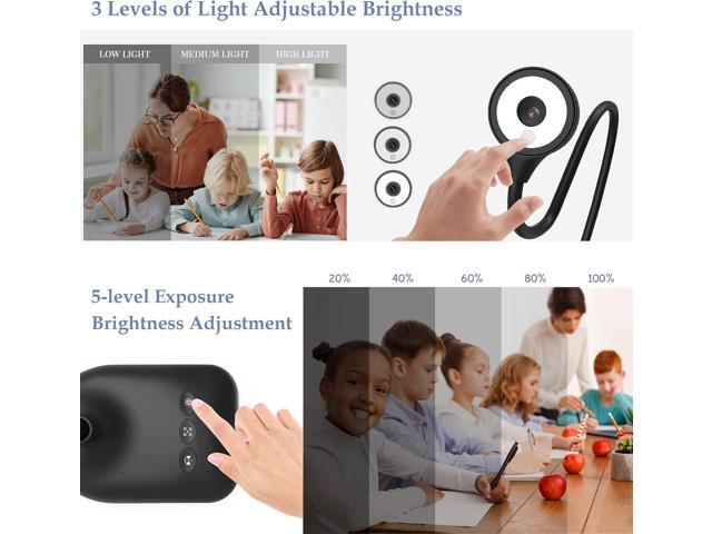 USB Document Camera for Teachers, Webcam/Doc Camera for Classroom with A3 Format, 3-Level LED Lights, Image Invert, Fold, Dual mic for Mac OS,...