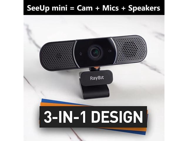 3 in 1 Webcam - 2K HD USB C Webcam with Microphone and Speaker, Stereo Sound & Noise-Cancelling Mics, Privacy Cover, Light Correction, Autofocus...