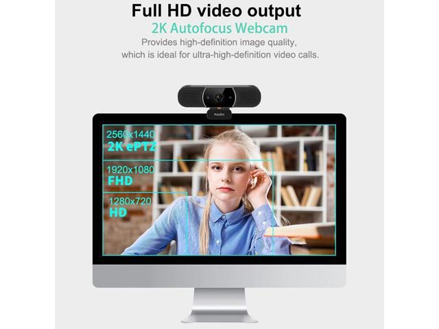 3 in 1 Webcam - 2K HD USB C Webcam with Microphone and Speaker, Stereo Sound & Noise-Cancelling Mics, Privacy Cover, Light Correction, Autofocus...