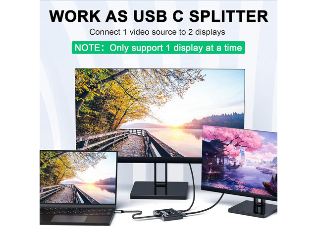 USB C Switch,Bi-Directional USB C Switcher 2 Computers,MLEEDA USB Type C KVM Switch 8K@60Hz 4K@120Hz Video/10Gbps Data Transfer/100W...
