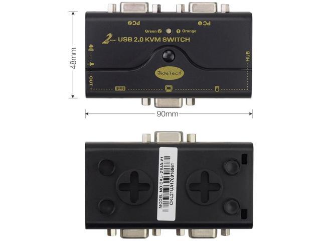 2 Port USB 2.0 VGA KVM Switch Up to 2048x1536 Resolution with USB Hub and Audio for PC or Monitor Switching