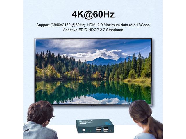 Steetek HDMI KVM Switch 2 Port, KVM Switch HDMI 4K@60Hz, 2 In 1 Out KVM Switch by 1 Keyboard Mouse Control, 2 Computer 1 Monitor, Button Switch,...