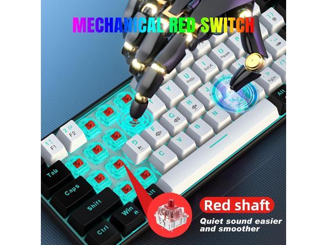 Snpurdiri 60% Wired Mechanical Gaming Keyboard, Ice Blue LED Backlit 61 Keys Mini Wired Office Keyboard for Windows Laptop PC Mac (Black-White, Red...