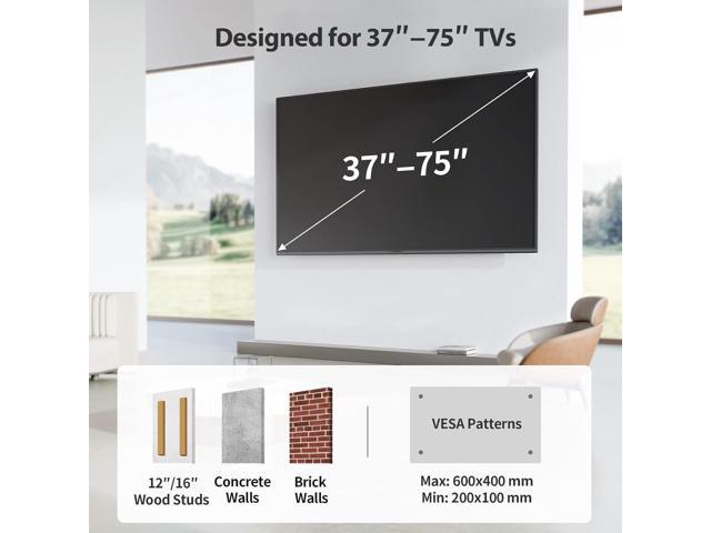 Pipishell Full Motion TV Wall Mount for Most 37-75 inch TVs, Wall Mount Bracket with Dual Articulating Arms, Swivel, Tilt, Max VESA 600x400mm up to...