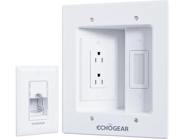 ECHOGEAR TV Cord Hider for Wall Mounted TV - Dual Outlet in Wall Cable Management Kit for Power Cables & Low Voltage Wires - Includes Template,...