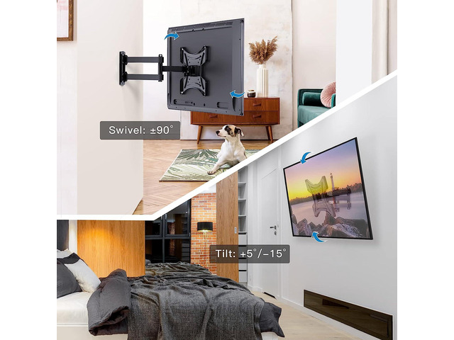 TV Wall Mount for 13-42 Inch Flat or Curved TVs & Monitors, Full Motion TV Wall Mount with Articulating Arms Swivel Tilt Extends, Corner tv Bracket...