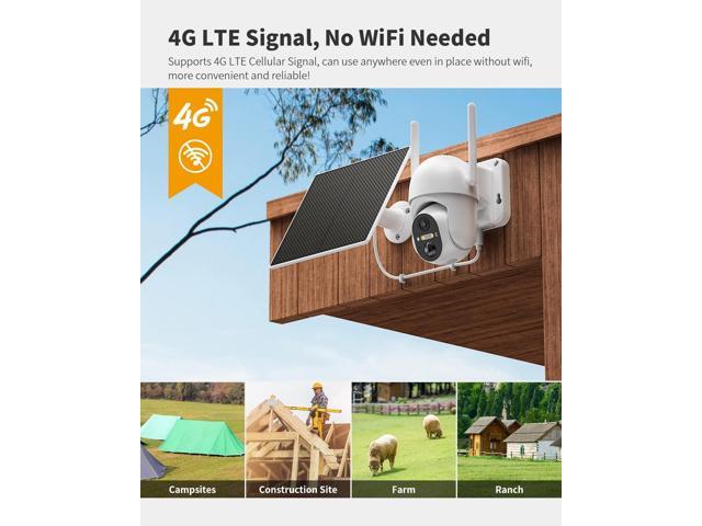 Ebitcam 4G LTE Cellular Security Camera Includes Memory Card & SIM Card(Support Verizon/AT & T/T-Mobile), 2K Solar Outdoor Cam Wireless Without WiFi...