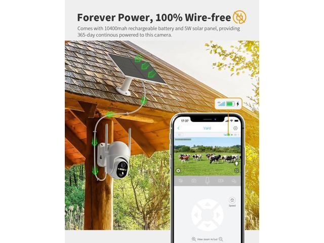 Ebitcam 4G LTE Cellular Security Camera Includes Memory Card & SIM Card(Support Verizon/AT & T/T-Mobile), 2K Solar Outdoor Cam Wireless Without WiFi...