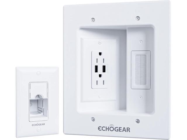 ECHOGEAR TV Cord Hider for Wall Mounted TV with 2X AC Outlets & 2X USB-A Ports - Hide Power Cables & Low Voltage Wires Behind The Wall - Includes...