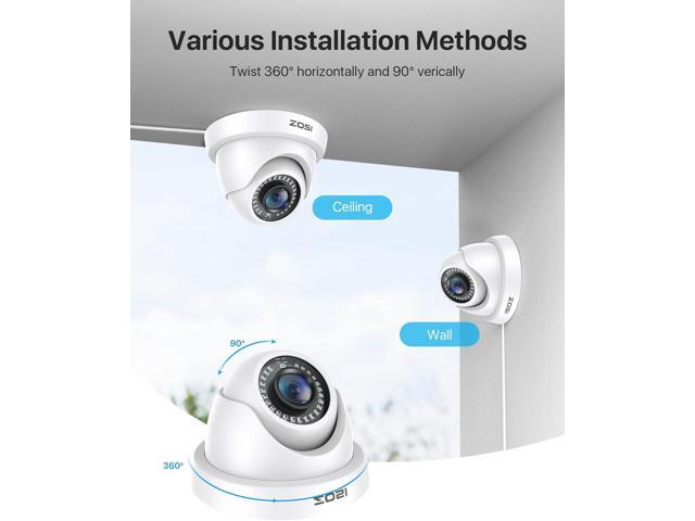 ZOSI 2MP 1080P HD Security Dome Camera Outdoor Indoor, IP66 Weatherproof Surveillance CCTV Camera (Hybrid 4-in-1 HD-CVI/TVI/AHD/960H Analog CVBS),...