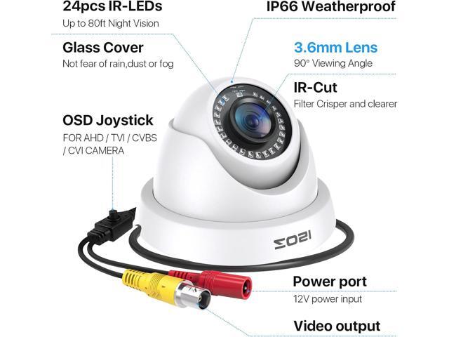 ZOSI 2.0MP 1080P 1920TVL HD-TVI CCTV Security Dome Camera Outdoor Indoor,80ft IR Night Vision,for HD-TVI, AHD, CVI 720P,1080P,5MP,4K Analog...