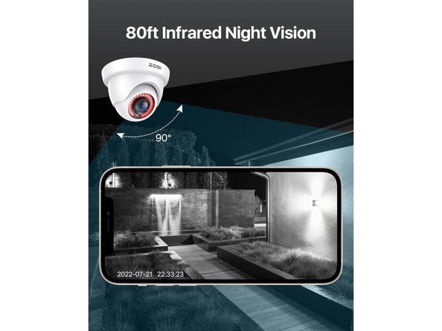 ZOSI 2MP 1080P HD Security Dome Camera Outdoor Indoor, IP66 Weatherproof Surveillance CCTV Camera (Hybrid 4-in-1 HD-CVI/TVI/AHD/960H Analog CVBS),...