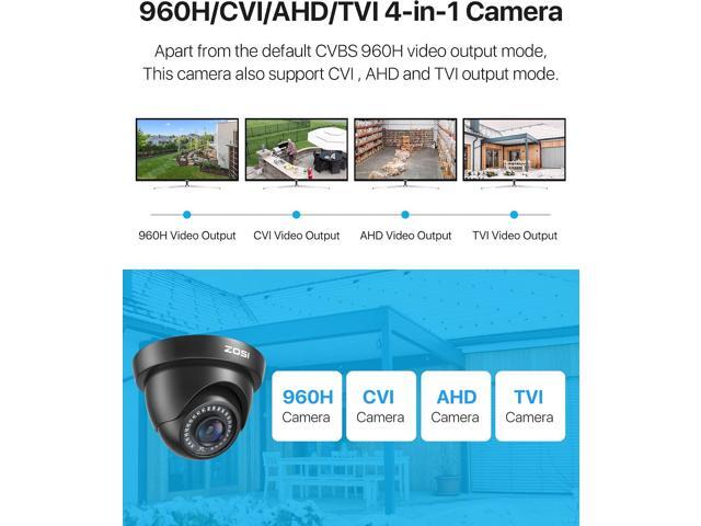 ZOSI 2.0MP FHD 1080p Dome Camera Housing Outdoor Indoor (Hybrid 4-in-1 CVI/TVI/AHD/960H Analog CVBS),24PCS LEDs,80ft IR Night Vision,CCTV Security...
