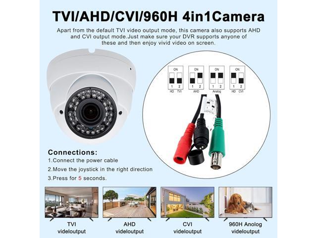 Anpviz Analog CCTV Camera 1080P HD 4-in-1(TVI/AHD/CVI/960H CVBS), 4X Manual Focus/Zoom Analog Camera 2.8-12mm Varifocal Lens, 36 IR-LEDs Dome...